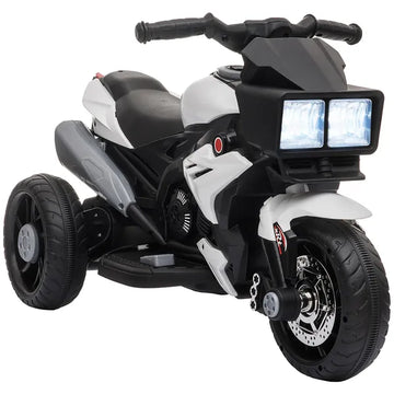 White Kids Electric Motorbike 6V Ride-On Motorcycle with Music Horn Headlights - product image 1