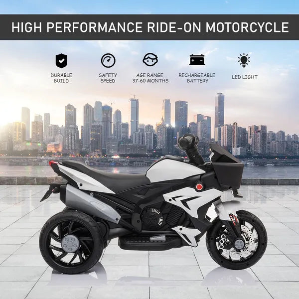 White Kids Electric Motorbike 6V Ride-On Motorcycle with Music Horn Headlights - product image 4
