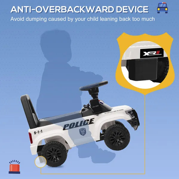 Kids Police Ride-On Push Car with Hidden Storage White Ages 18-60 Months - product image 6