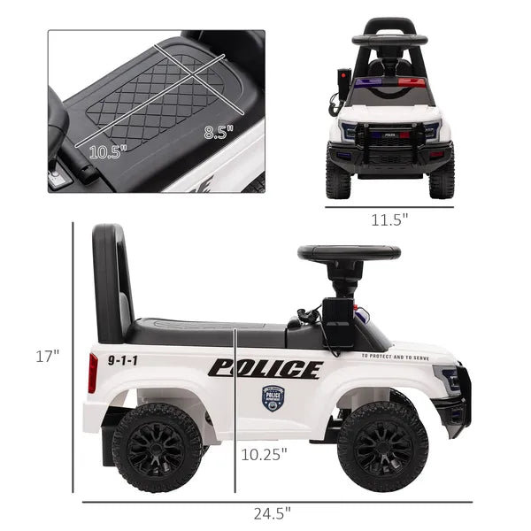 Kids Police Ride-On Push Car with Hidden Storage White Ages 18-60 Months - product image 3