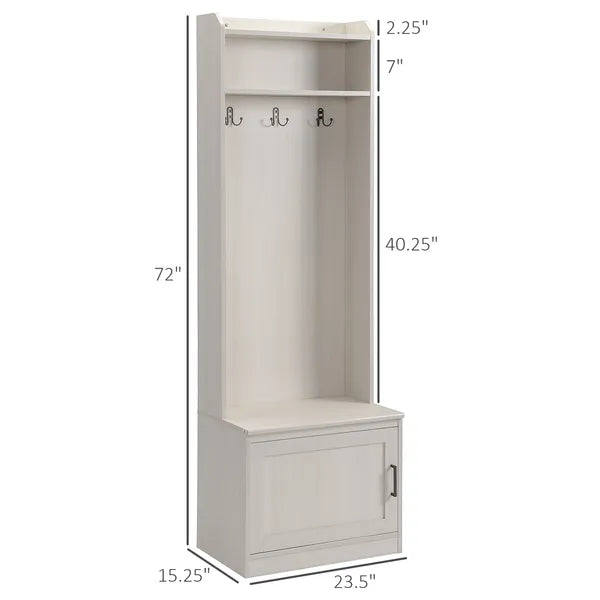 HOMCOM White Rustic Hall Tree Bench Entryway Coat Rack Shoe Storage Accent Furniture for Hallway Mudroom - product image 3