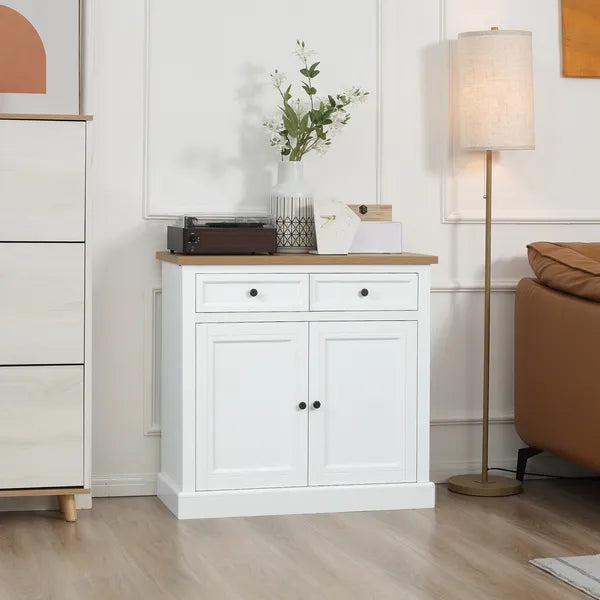 White Sideboard Buffet Cabinet with 2 Storage Drawers 2 Door Kitchen Cabinet for Living Room Entryway - product image 10