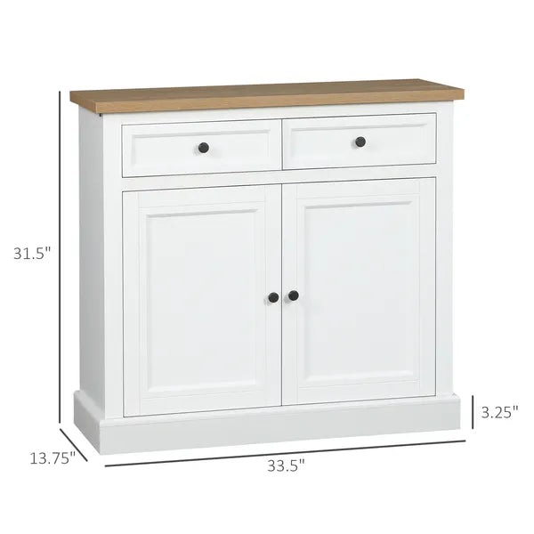 White Sideboard Buffet Cabinet with 2 Storage Drawers 2 Door Kitchen Cabinet for Living Room Entryway - product image 3