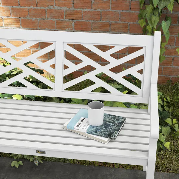 Outsunny White Wooden Respite: 43.25" Outdoor Bench for Yard and Deck Relaxation - product image 8