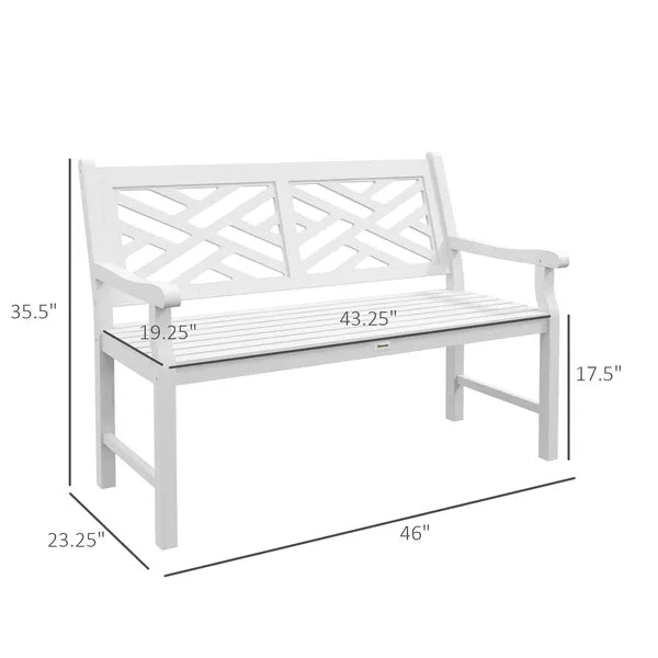 Outsunny White Wooden Respite: 43.25" Outdoor Bench for Yard and Deck Relaxation - product image 3