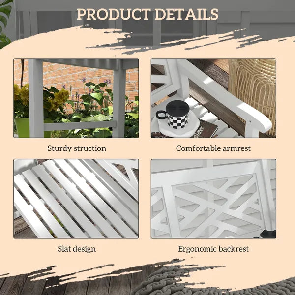 Outsunny White Wooden Respite: 43.25" Outdoor Bench for Yard and Deck Relaxation - product image 6
