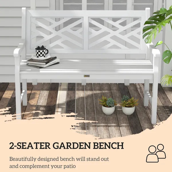 Outsunny White Wooden Respite: 43.25" Outdoor Bench for Yard and Deck Relaxation - product image 5