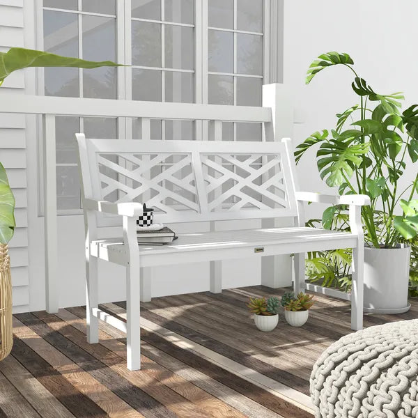 Outsunny White Wooden Respite: 43.25" Outdoor Bench for Yard and Deck Relaxation - product image 10