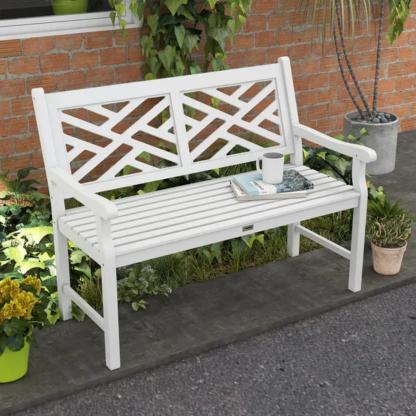 Outsunny White Wooden Respite: 43.25" Outdoor Bench for Yard and Deck Relaxation - product image 2