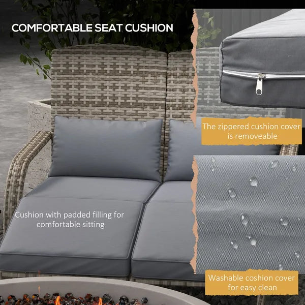 2 Person Wicker Adirondack Chair with Cushions and Footrests, Gray - product image 6