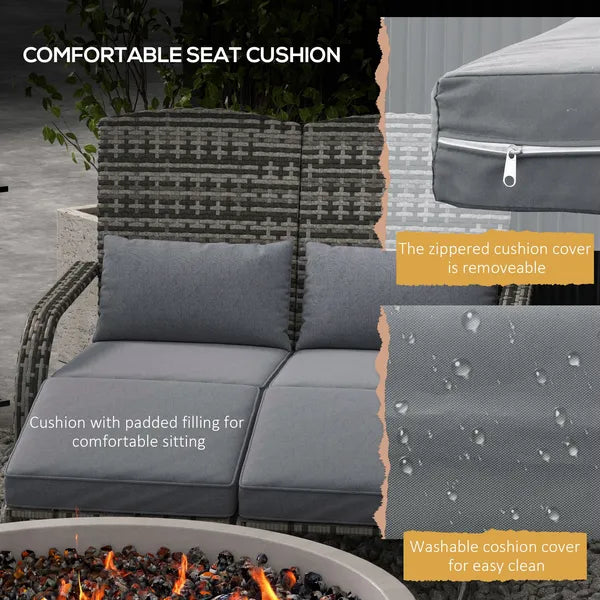 2 Person Wicker Adirondack Chair with Cushions and Footrests, Mixed Gray - product image 6