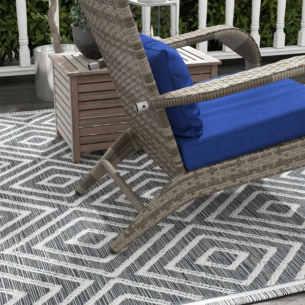 Wicker Adirondack Chair with Ottoman Comfortable Outdoor Seating with Removable Cushions, Blue - product image 8