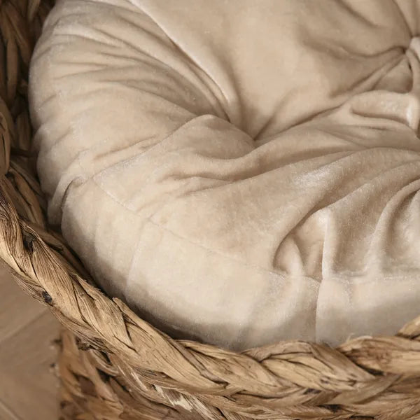 Wicker Elevated Cat Bed with Soft Cushion Brown Cat Egg Chair Shape Indoor - product image 9