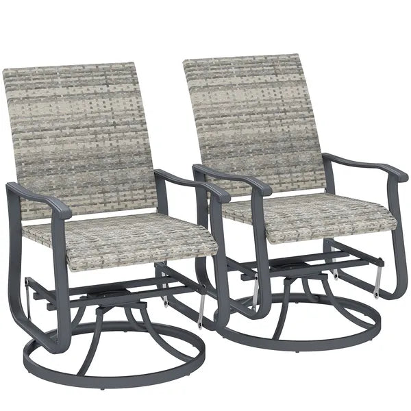Outsunny Wicker Rattan Swivel Patio Glider Chair Set of 2, Outdoor Glider Chair with Steel Frame, High Back, Armrests, Yellow - product image 11