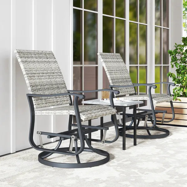 Outsunny Wicker Rattan Swivel Patio Glider Chair Set of 2, Outdoor Glider Chair with Steel Frame, High Back, Armrests, Yellow - product image 9
