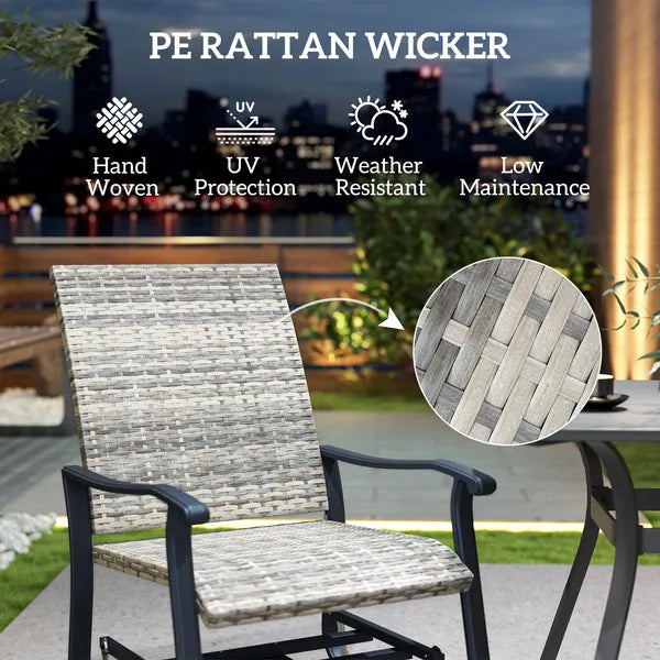 Outsunny Wicker Rattan Swivel Patio Glider Chair Set of 2, Outdoor Glider Chair with Steel Frame, High Back, Armrests, Yellow - product image 5