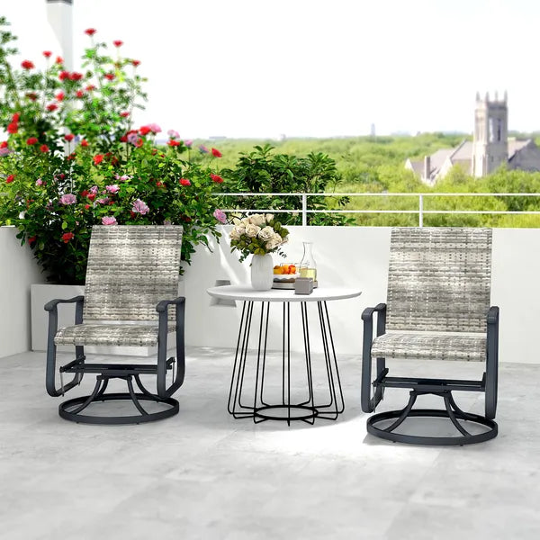 Outsunny Wicker Rattan Swivel Patio Glider Chair Set of 2, Outdoor Glider Chair with Steel Frame, High Back, Armrests, Yellow - product image 8