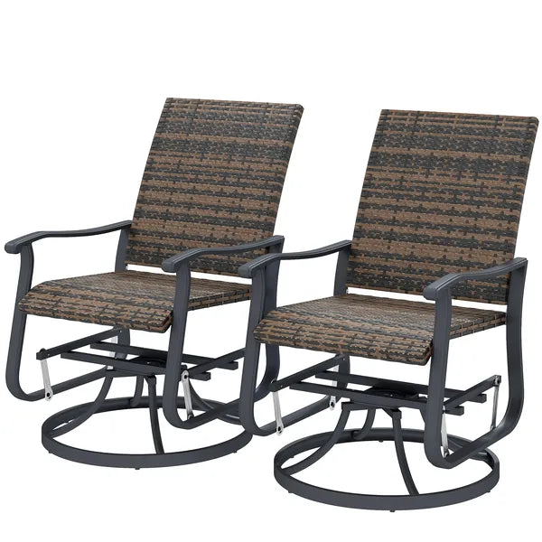 Wicker Rattan Swivel Patio Glider Chair Set of 2, Outdoor Glider Chair with Steel Frame, High Back, Brown - product image 1