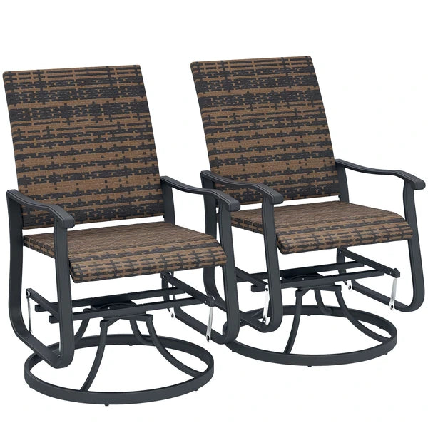 Wicker Rattan Swivel Patio Glider Chair Set of 2, Outdoor Glider Chair with Steel Frame, High Back, Brown - product image 11