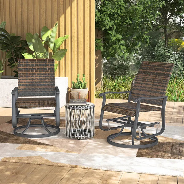 Wicker Rattan Swivel Patio Glider Chair Set of 2, Outdoor Glider Chair with Steel Frame, High Back, Brown - product image 10