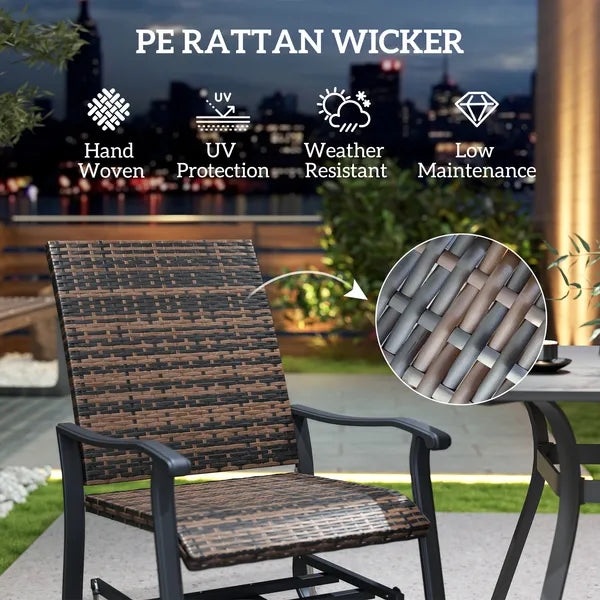 Wicker Rattan Swivel Patio Glider Chair Set of 2, Outdoor Glider Chair with Steel Frame, High Back, Brown - product image 5