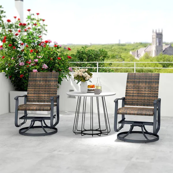 Wicker Rattan Swivel Patio Glider Chair Set of 2, Outdoor Glider Chair with Steel Frame, High Back, Brown - product image 8