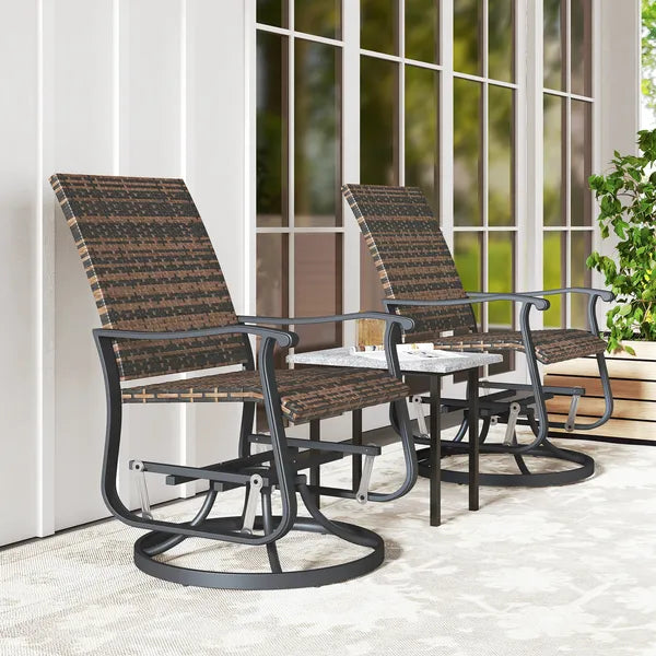 Wicker Rattan Swivel Patio Glider Chair Set of 2, Outdoor Glider Chair with Steel Frame, High Back, Brown - product image 9