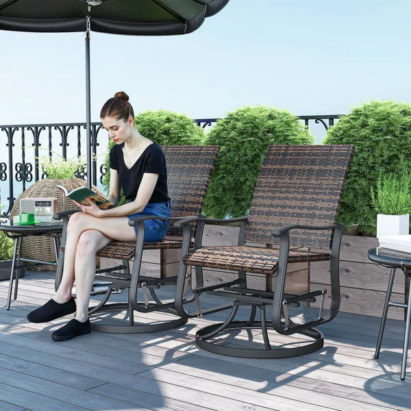Wicker Rattan Swivel Patio Glider Chair Set of 2, Outdoor Glider Chair with Steel Frame, High Back, Brown - product image 2