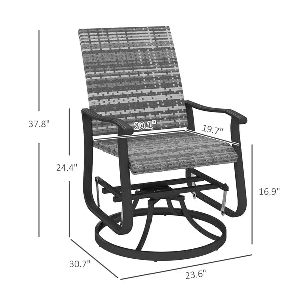 Wicker Rattan Swivel Patio Glider Chair Set of 2, Outdoor Glider Chair with Steel Frame, High Back, Gray - product image 3