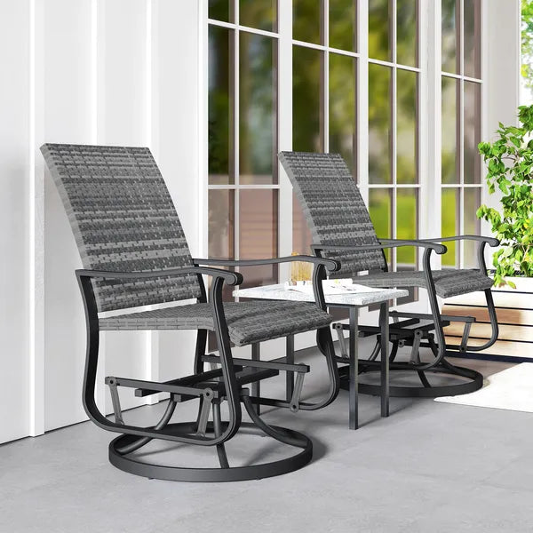 Wicker Rattan Swivel Patio Glider Chair Set of 2, Outdoor Glider Chair with Steel Frame, High Back, Gray - product image 9