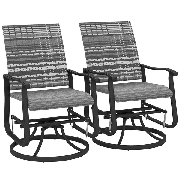 Wicker Rattan Swivel Patio Glider Chair Set of 2, Outdoor Glider Chair with Steel Frame, High Back, Gray - product image 11