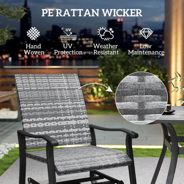 Wicker Rattan Swivel Patio Glider Chair Set of 2, Outdoor Glider Chair with Steel Frame, High Back, Gray - product image 5