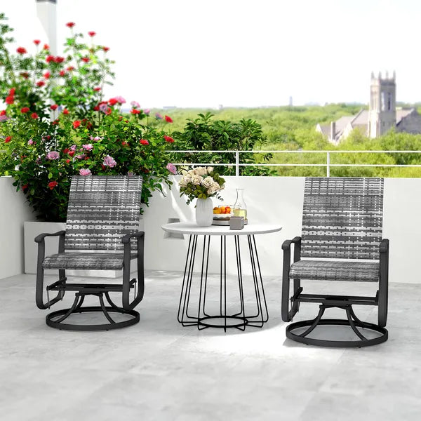 Wicker Rattan Swivel Patio Glider Chair Set of 2, Outdoor Glider Chair with Steel Frame, High Back, Gray - product image 8