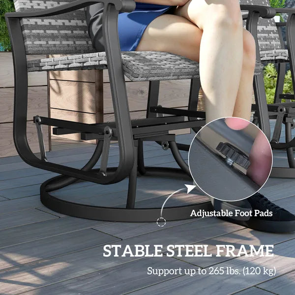 Wicker Rattan Swivel Patio Glider Chair Set of 2, Outdoor Glider Chair with Steel Frame, High Back, Gray - product image 6