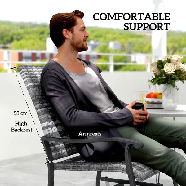 Wicker Rattan Swivel Patio Glider Chair Set of 2, Outdoor Glider Chair with Steel Frame, High Back, Gray - product image 7