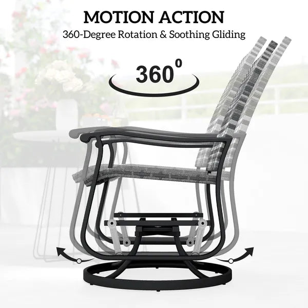 Wicker Rattan Swivel Patio Glider Chair Set of 2, Outdoor Glider Chair with Steel Frame, High Back, Gray - product image 4