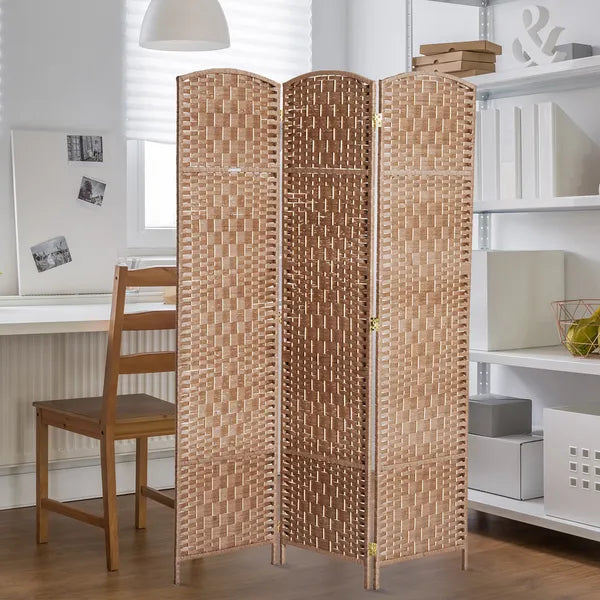 HOMCOM Wicker Room Divider 6' 3-Panel Freestanding Privacy Screen Folding Natural - product image 7