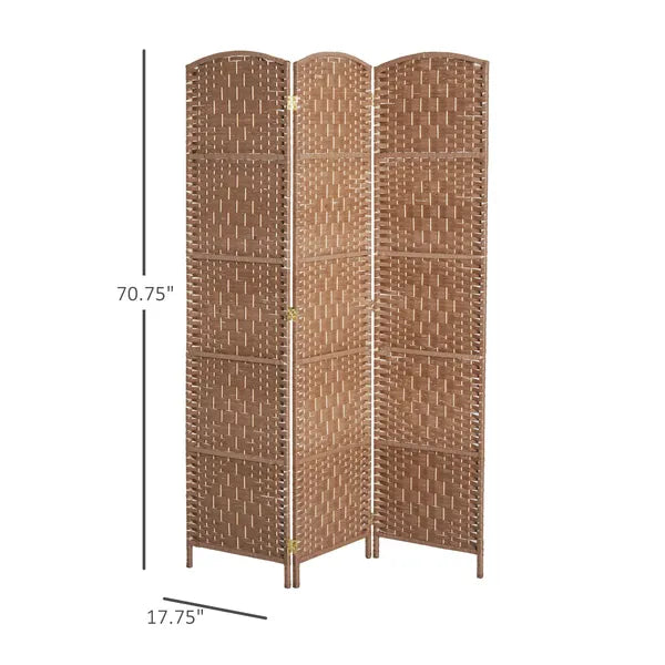 HOMCOM Wicker Room Divider 6' 3-Panel Freestanding Privacy Screen Folding Natural - product image 3