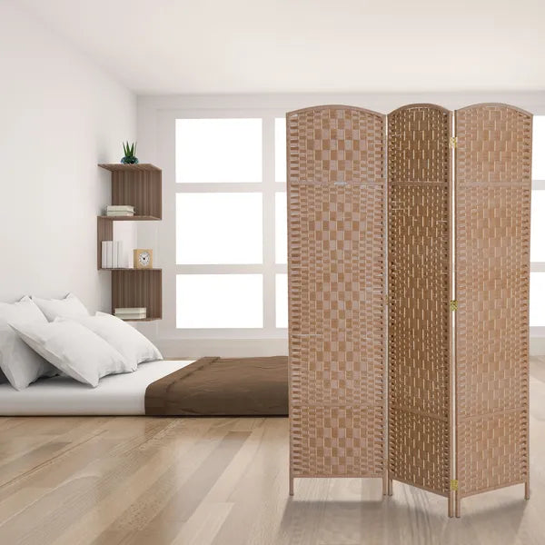 HOMCOM Wicker Room Divider 6' 3-Panel Freestanding Privacy Screen Folding Natural - product image 2