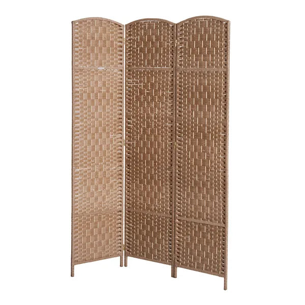 HOMCOM Wicker Room Divider 6' 3-Panel Freestanding Privacy Screen Folding Natural - product image 1