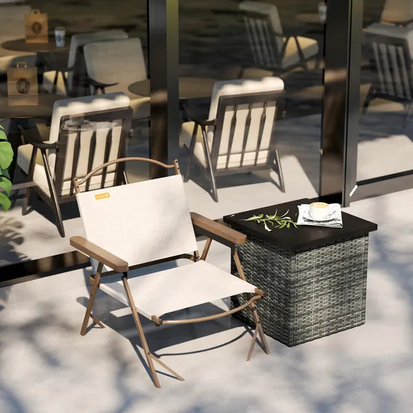 Wicker Side Table with 1.5" Umbrella Hole, Square Outdoor End Table with UV-Resistant Frame, Storage Space, Mixed-Gray - product image 9