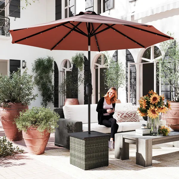 Wicker Side Table with 1.5" Umbrella Hole, Square Outdoor End Table with UV-Resistant Frame, Storage Space, Mixed-Gray - product image 2