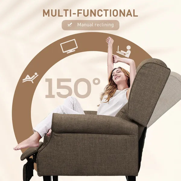 Wingback Brown Recliner Massage Chair with Heat Fabric Sofa Remote Control and Footrest for Living Room - product image 5