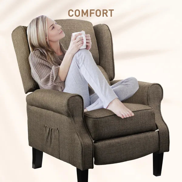 Wingback Brown Recliner Massage Chair with Heat Fabric Sofa Remote Control and Footrest for Living Room - product image 7