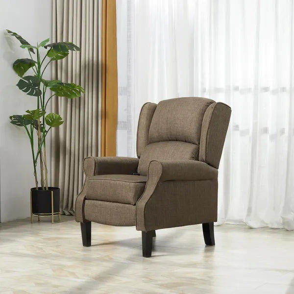 Wingback Brown Recliner Massage Chair with Heat Fabric Sofa Remote Control and Footrest for Living Room - product image 2