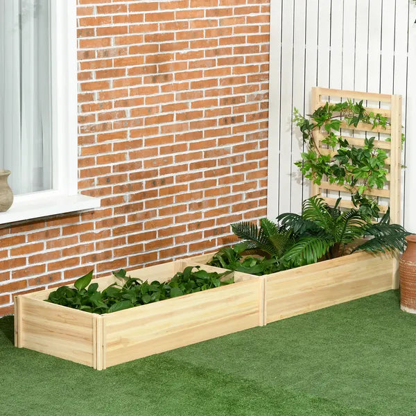 Outsunny Wood Planter Box with Trellis for Climbing Plants, Raised Garden Bed for Outdoor Flowers Herbs, 91"x24"x43", Natural - product image 2