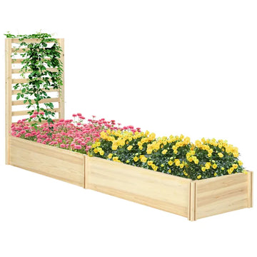 Outsunny Wood Planter Box with Trellis for Climbing Plants, Raised Garden Bed for Outdoor Flowers Herbs, 91"x24"x43", Natural - product image 1