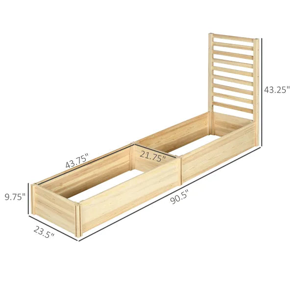 Outsunny Wood Planter Box with Trellis for Climbing Plants, Raised Garden Bed for Outdoor Flowers Herbs, 91"x24"x43", Natural - product image 3