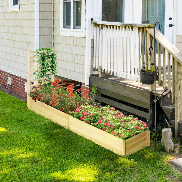 Outsunny Wood Planter Box with Trellis for Climbing Plants, Raised Garden Bed for Outdoor Flowers Herbs, 91"x24"x43", Natural - product image 10