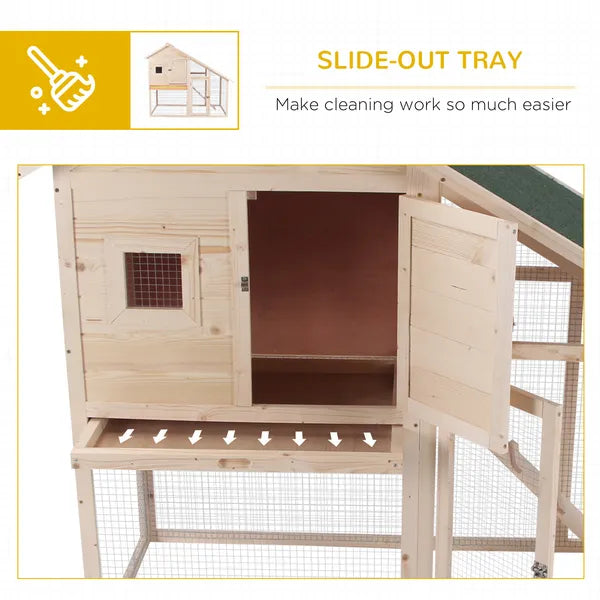 Wood Rabbit Hutch 2-Tier Small Animal House with Ramp and Run Natural 55" L - product image 6